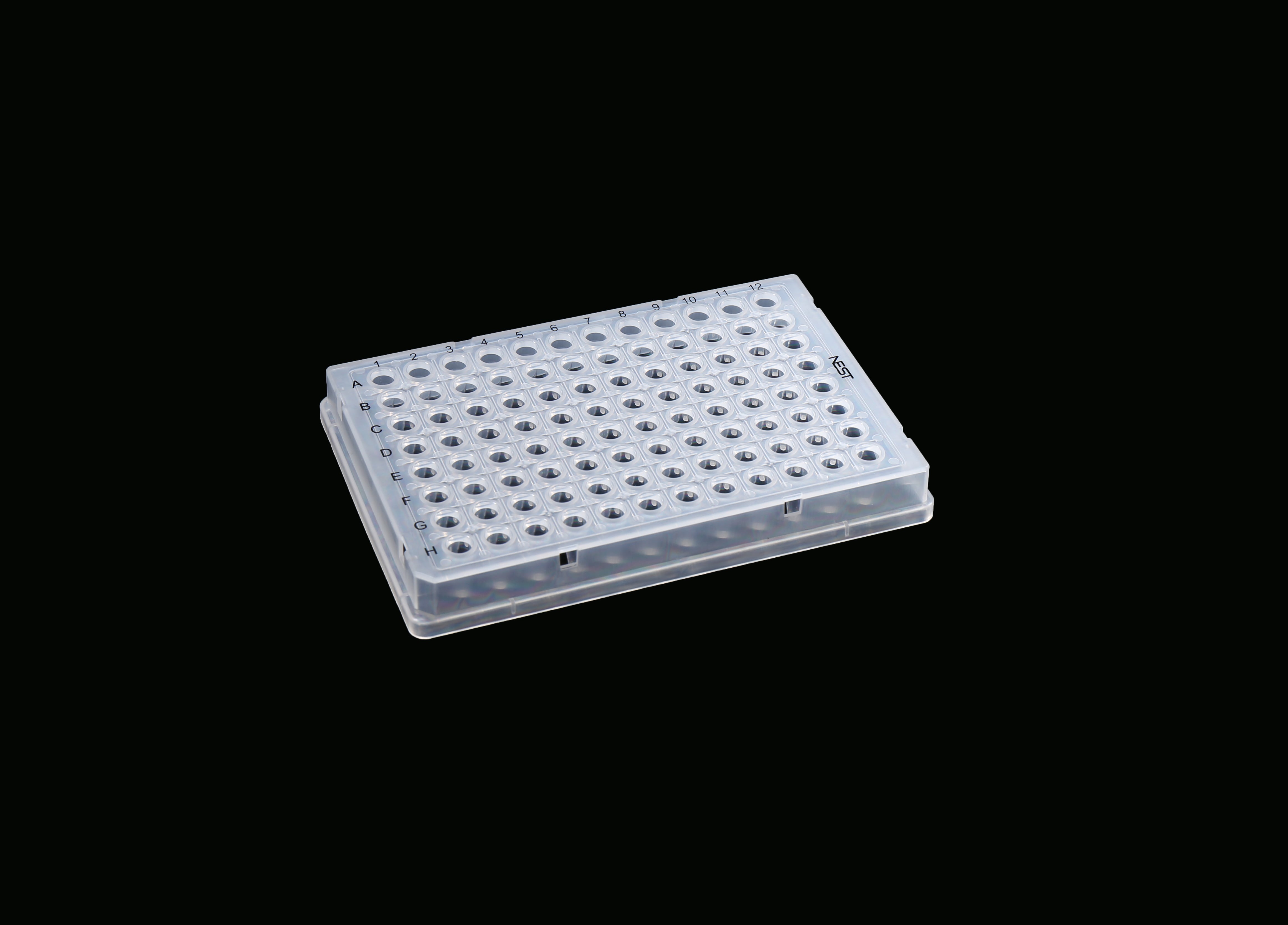 0.1 mL 96 Well PCR Plate, Full Skirt, Clear, H1 Notch