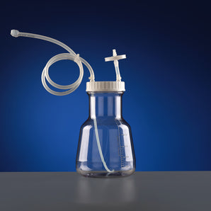 3L Wide-mouth High Efficiency Erlenmeyer Flask with Bi-directional Transfer Cap with TPE Tube (50cm 1/8" ID 1/4" OD), Vent Filter (0.22 μm), Sterile, 1/pk, 4/cs - C10322-AZB050A