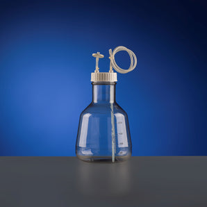 3L High Efficiency Erlenmeyer Flask with Bi-Directional Transfer Cap, TPE Tube (60cm  1/4" ID 7/16" OD), Male CPC Connector with Female Sealing Cap, Vent Filter (0.22 μm), Sterile, 1/pk, 4/cs - C10223-DBE060A