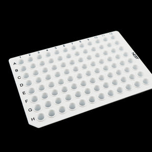 0.2ml 96 Well PCR Plate, No Skirt,  White, H1 notch, 25/pk, 100/cs - 402011