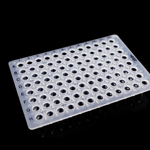 0.1ml 96 Well PCR Plate, No Skirt, Clear, H12 notch, 25/pk, 100/cs - 402101