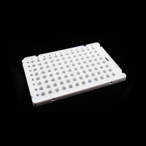 0.1ml 96 Well PCR Plate, Semi Skirt, White, A1 notch, 25/pk, 100/cs - 402411