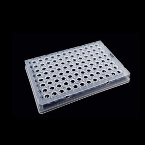 0.1ml 96 Well PCR Plate, Full Skirt, Clear, H1 notch, 25/pk, 100/cs - 402501