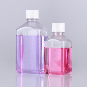 500mL PETG Square Media Bottles, Sterile, double bagged small packaging, 8/pk, 24/cs - 333511