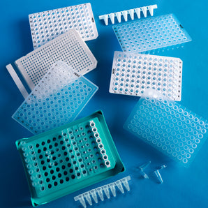 0.2ml 96 well Duo Material PCR plate, Half-skirted, Clear Frame, Clear Frosted Wells, for ABI, Low binding, 10/pk, 50/cs - 402802