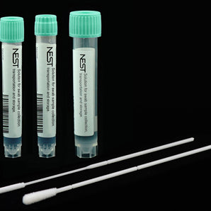 Disposable Sampler, 5 mL Vial with 1.2 mL Saline Solution, with Individually Wrapped and Sterile Oropharyngeal & Nasopharyngeal Swabs, 1