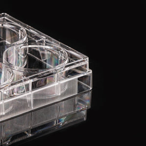 Side view close up of 6 well tissue culture plate. Nest Scientific 703002.